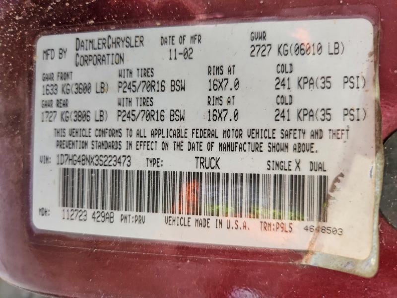 Продаж на аукціоні авто 2003 Dodge Dakota, vin: 1D7HG48NX3S223473, номер лоту: 54139476