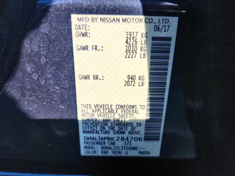 Aukcja sprzedaży 2017 Nissan Altima, vin: 1N4AL3AP9HC284706, numer aukcji: 53784206