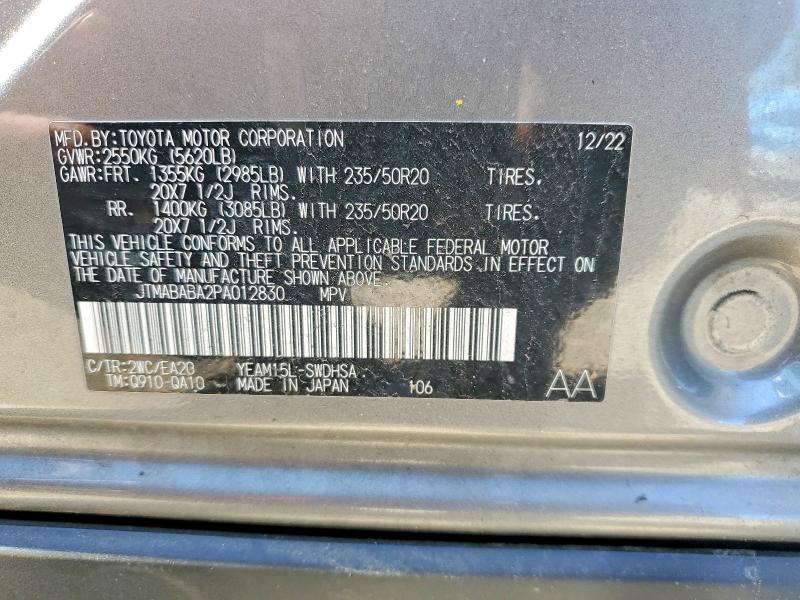 2023 Subaru Solterra მანქანა იყიდება აუქციონზე, vin: JTMABABA2PA012830, აუქციონის ნომერი: 54766936