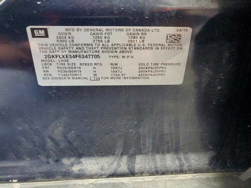 2015 Gmc Terrain მანქანა იყიდება აუქციონზე, vin: 2GKFLXE34F6347705, აუქციონის ნომერი: 52394676