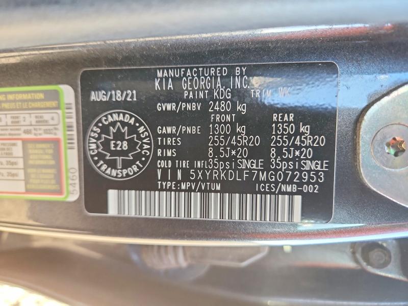 Aukcja sprzedaży 2021 Kia Sorento, vin: 5XYRKDLF7MG072953, numer aukcji: 41629756