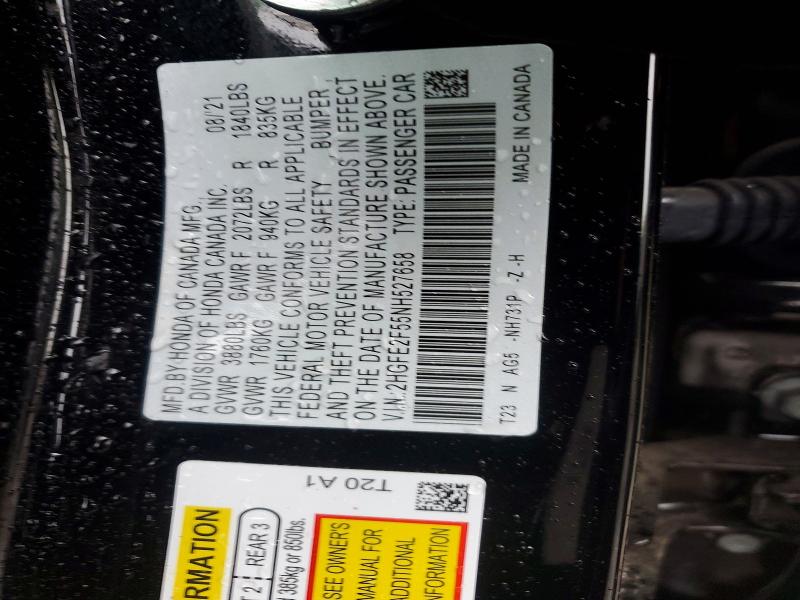 Продажа на аукционе авто 2022 Honda Civic, vin: 2HGFE2F55NH527658, номер лота: 53766786