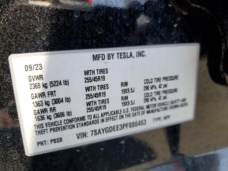 Aukcja sprzedaży 2023 Tesla Model Y, vin: 7SAYGDEE3PF886453, numer aukcji: 52122916