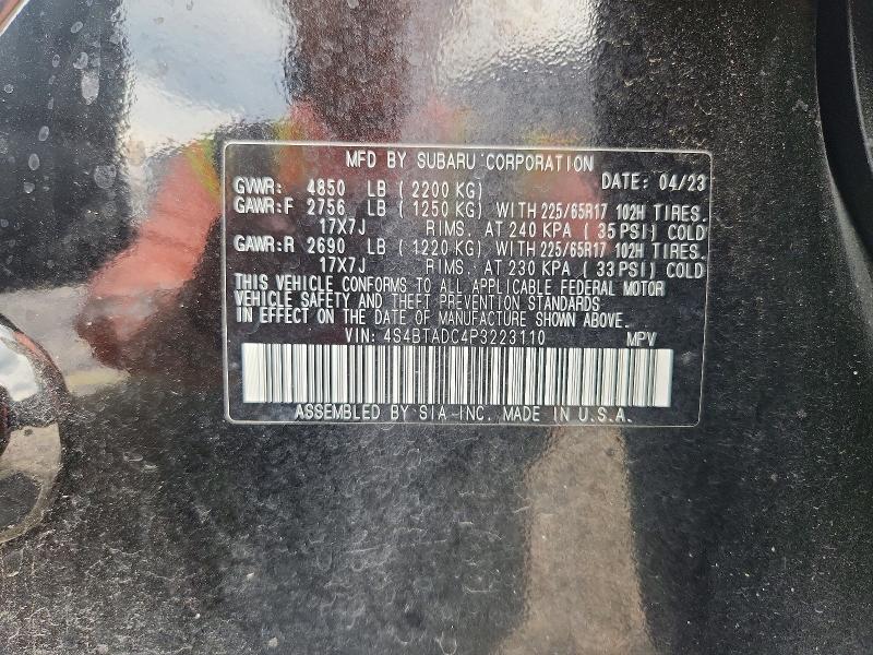 Продажа на аукционе авто 2023 Subaru Outback, vin: 4S4BTADC4P3223110, номер лота: 51919166