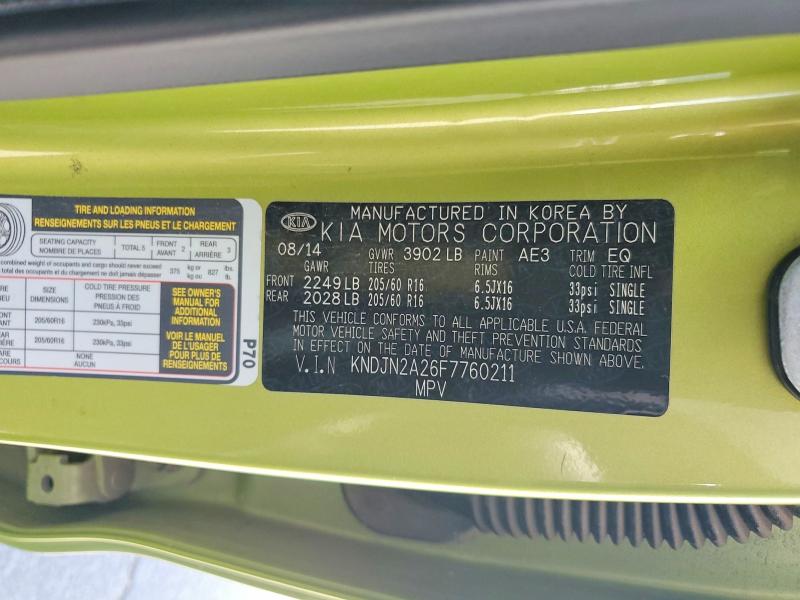 54283826 :رقم المزاد ، KNDJN2A26F7760211 vin ، 2015 Kia Soul مزاد بيع