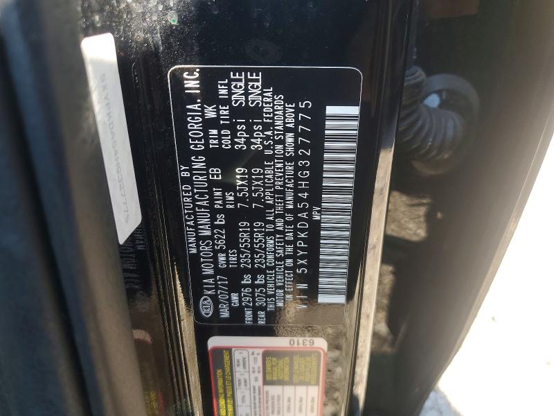 Aukcja sprzedaży 2017 Kia Sorento, vin: 5XYPKDA54HG327775, numer aukcji: 54240536