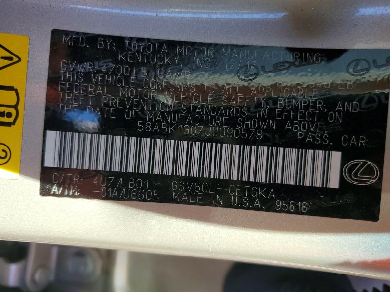 53448666 :رقم المزاد ، 58ABK1GG7JU090578 vin ، 2018 Lexus Es مزاد بيع