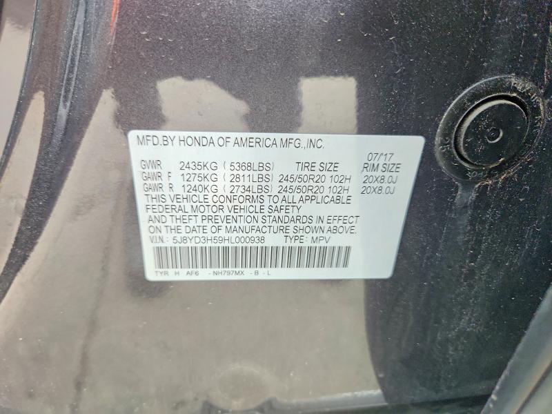 Продаж на аукціоні авто 2017 Acura Mdx, vin: 5J8YD3H59HL000938, номер лоту: 53170126
