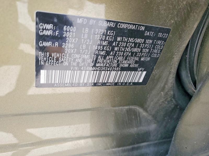 Продажа на аукционе авто 2024 Subaru Ascent, vin: 4S4WMAHD3R3402985, номер лота: 53359356