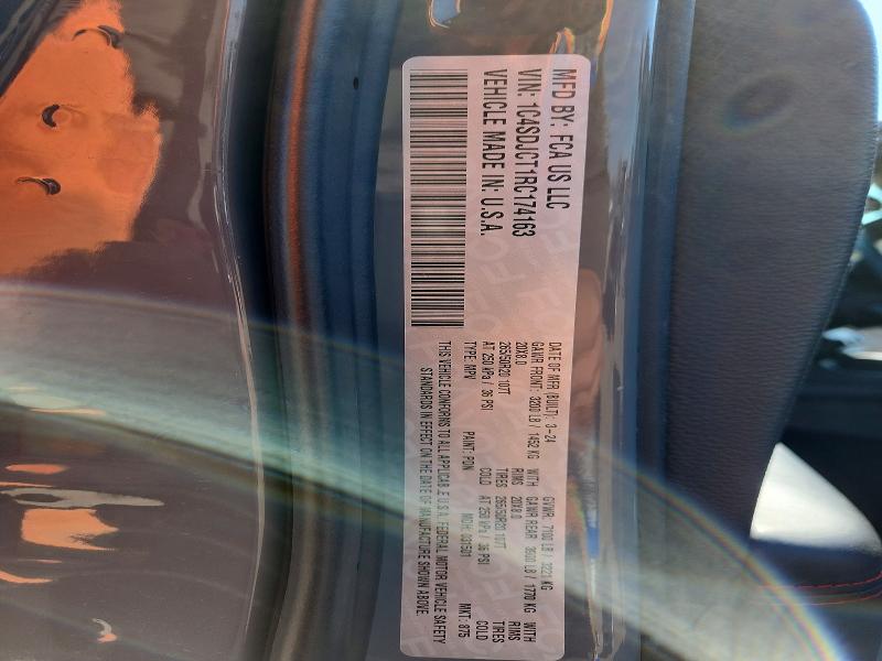 52756876 :رقم المزاد ، 1C4SDJCT1RC174163 vin ، 2024 Dodge Durango مزاد بيع