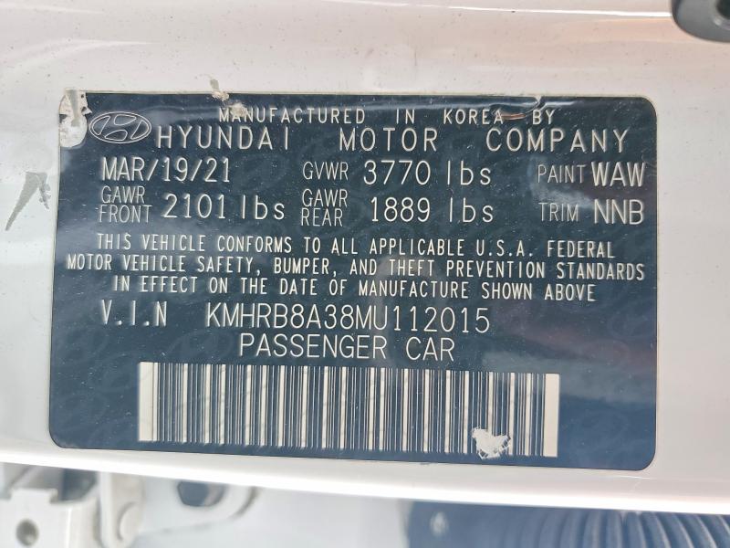 55013676 :رقم المزاد ، KMHRB8A38MU112015 vin ، 2021 Hyundai Venue مزاد بيع