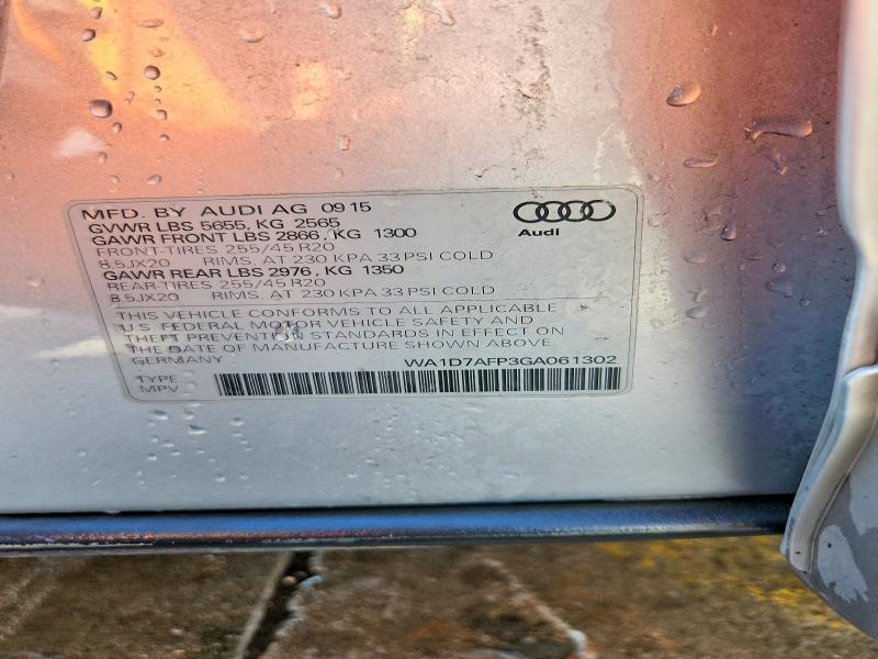 52411526 :رقم المزاد ، WA1D7AFP3GA061302 vin ، 2016 Audi Q5 مزاد بيع