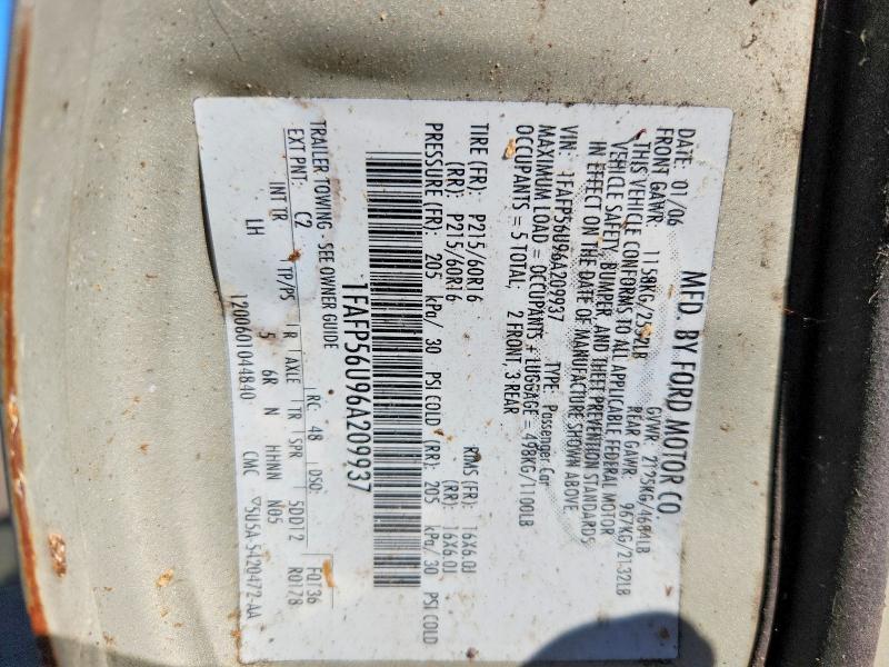 Продажа на аукционе авто 2006 Ford Taurus, vin: 1FAFP56U96A209937, номер лота: 54559576