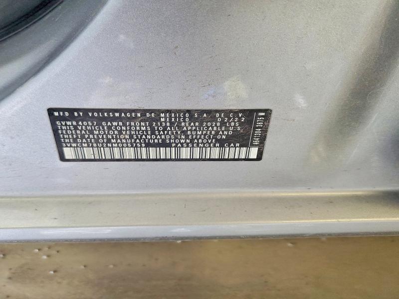 Продажа на аукционе авто 2022 Volkswagen Jetta, vin: 3VWCM7BU2NM005759, номер лота: 54670126
