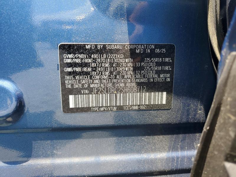 2025 Subaru Forester მანქანა იყიდება აუქციონზე, vin: JF2SLDRC2SH608712, აუქციონის ნომერი: 55088986