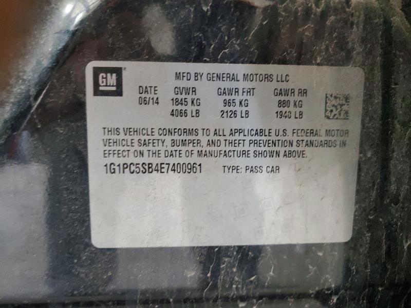 Продажа на аукционе авто 2014 Chevrolet Cruze, vin: 1G1PC5SB4E7400961, номер лота: 53635986