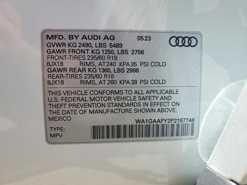 Aukcja sprzedaży 2023 Audi Q5, vin: WA1GAAFY2P2157746, numer aukcji: 53068936