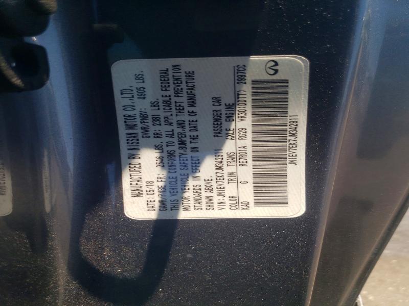 52291576 :رقم المزاد ، JN1EV7EK7JM342911 vin ، 2018 Infiniti Q60 مزاد بيع