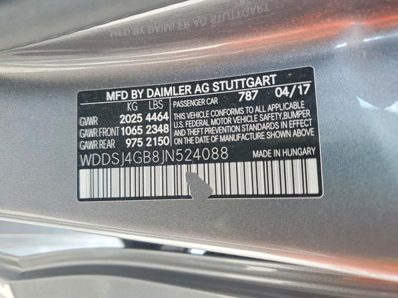 54002756 :رقم المزاد ، WDDSJ4GB8JN524088 vin ، 2018 Mercedes-benz Cla مزاد بيع