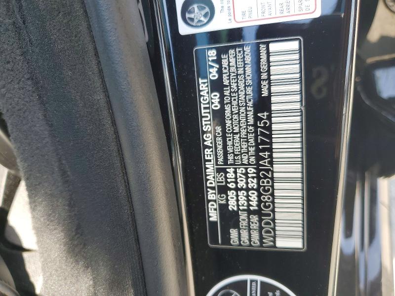 52963786 :رقم المزاد ، WDDUG8GB2JA417754 vin ، 2018 Mercedes-benz S مزاد بيع