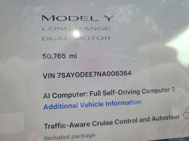 Продаж на аукціоні авто 2022 Tesla Model Y, vin: 7SAYGDEE7NA006364, номер лоту: 54867136