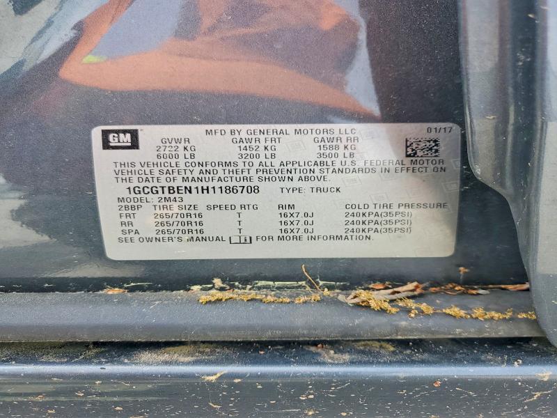 Продажа на аукционе авто 2017 Chevrolet Colorado, vin: 1GCGTBEN1H1186708, номер лота: 52138236
