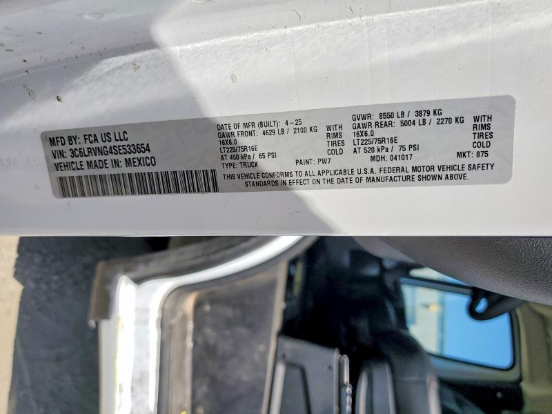 Продаж на аукціоні авто 2025 Ram Promaster 1500, vin: 3C6LRVNG4SE533654, номер лоту: 53109426