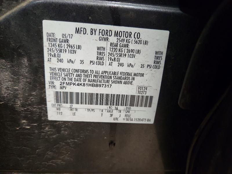 Продаж на аукціоні авто 2017 Ford Edge, vin: 2FMPK4K81HBB97317, номер лоту: 53635796