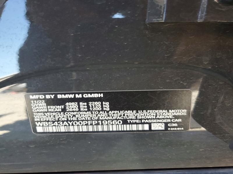Продаж на аукціоні авто 2023 Bmw M3, vin: WBS43AY00PFP19560, номер лоту: 54176786