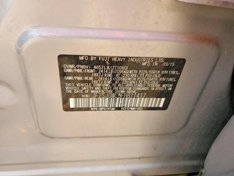 52536776 :رقم المزاد ، JF2SJGWC5FH811417 vin ، 2015 Subaru Forester مزاد بيع