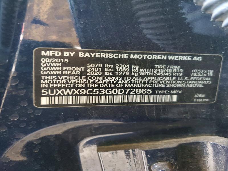 Продаж на аукціоні авто 2016 Bmw X3, vin: 5UXWX9C53G0D72865, номер лоту: 51923826