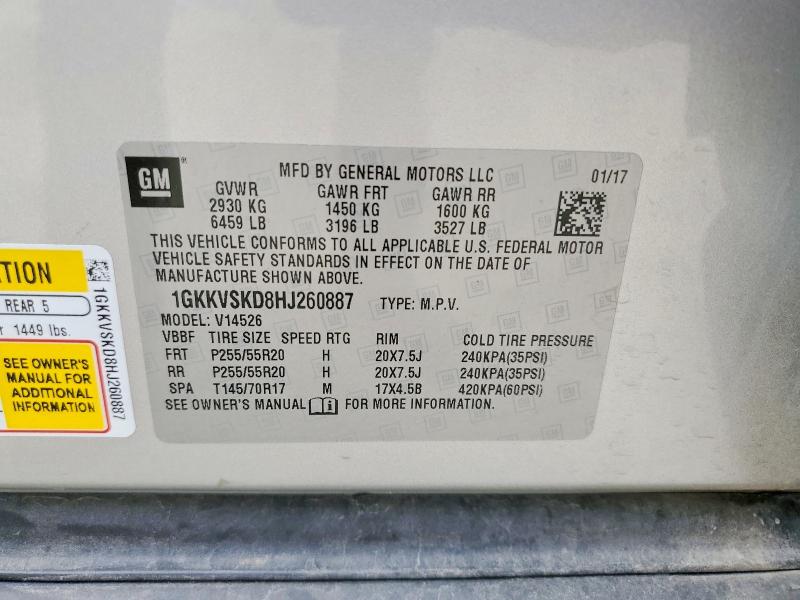 2017 Gmc Acadia Limited მანქანა იყიდება აუქციონზე, vin: 1GKKVSKD8HJ260887, აუქციონის ნომერი: 53558466