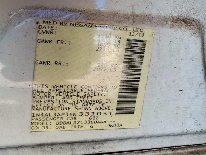 Продажа на аукционе авто 2014 Nissan Altima, vin: 1N4AL3AP3EN331051, номер лота: 53129496