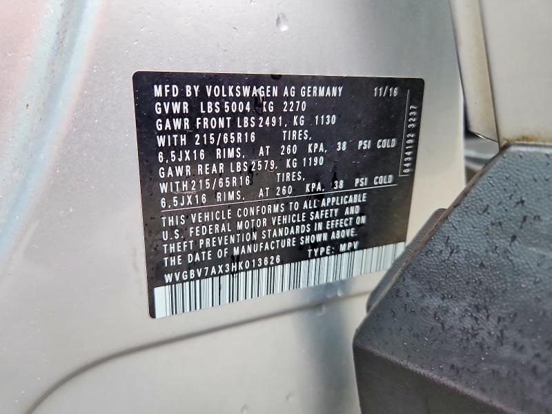 Продажа на аукционе авто 2017 Volkswagen Tiguan, vin: WVGBV7AX3HK013626, номер лота: 52524906