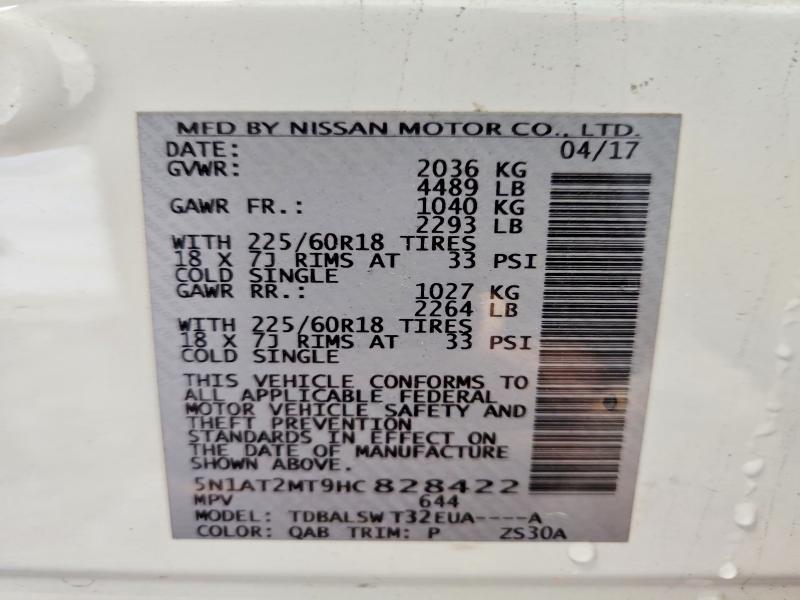 54815906 :رقم المزاد ، 5N1AT2MT9HC828422 vin ، 2017 Nissan Rogue مزاد بيع