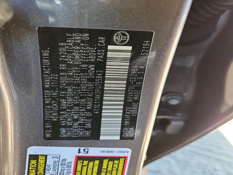 Aukcja sprzedaży 2023 Toyota Camry, vin: 4T1C11AK0PU755843, numer aukcji: 53850436