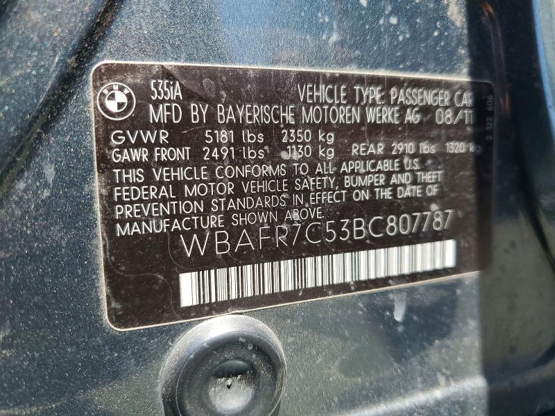 54525536 :رقم المزاد ، WBAFR7C53BC807787 vin ، 2011 Bmw 535 مزاد بيع