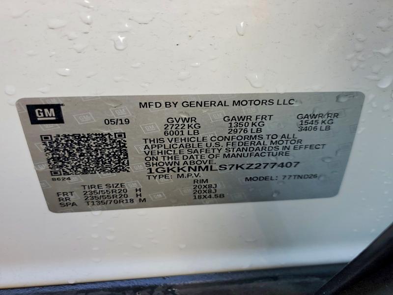 Продаж на аукціоні авто 2019 Gmc Acadia, vin: 1GKKNMLS7KZ277407, номер лоту: 53449526