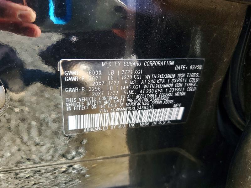 50081006 :رقم المزاد ، 4S4WMARD3L3458513 vin ، 2020 Subaru Ascent مزاد بيع