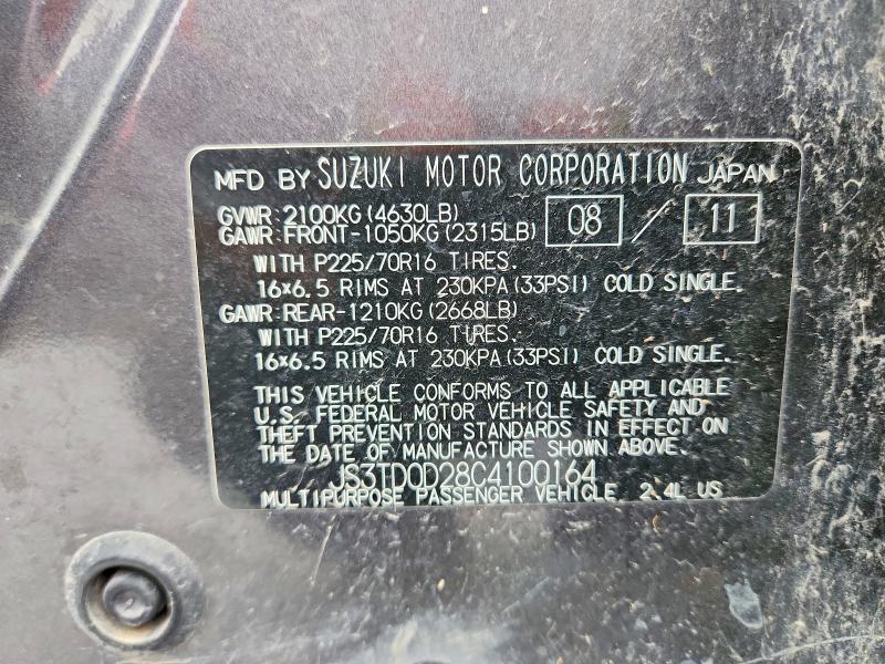 53001766 :رقم المزاد ، JS3TD0D28C4100164 vin ، 2012 Suzuki Grand Vitara مزاد بيع