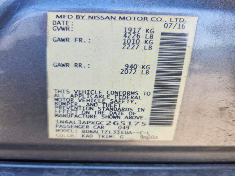 Aukcja sprzedaży 2016 Nissan Altima, vin: 1N4AL3APXGC265175, numer aukcji: 54691686