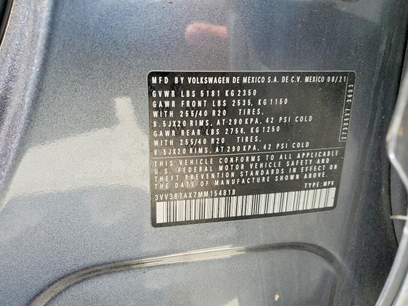 Продажа на аукционе авто 2021 Volkswagen Tiguan, vin: 3VV3B7AX7MM154818, номер лота: 54128356