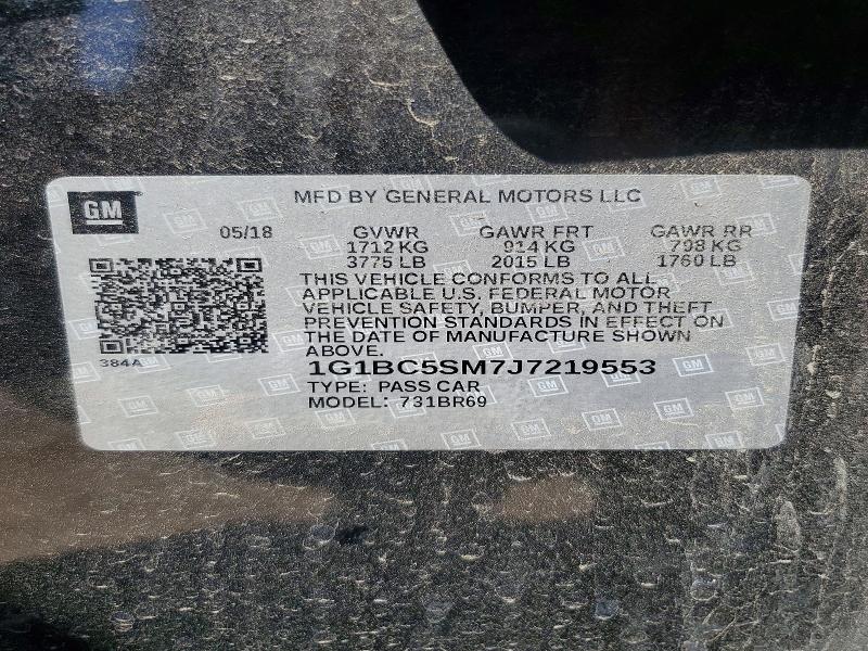 Продаж на аукціоні авто 2018 Chevrolet Cruze, vin: 1G1BC5SM7J7219553, номер лоту: 52702186