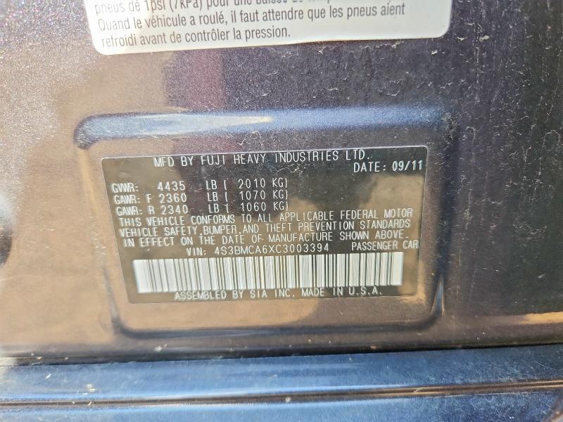 Aukcja sprzedaży 2012 Subaru Legacy, vin: 4S3BMCA6XC3003394, numer aukcji: 51504146