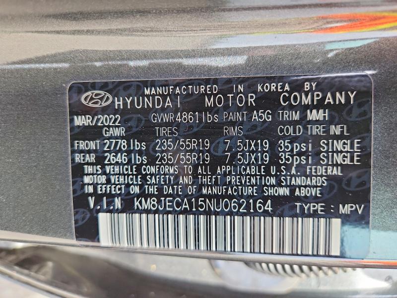 Продаж на аукціоні авто 2022 Hyundai Tucson, vin: KM8JECA15NU062164, номер лоту: 54771786