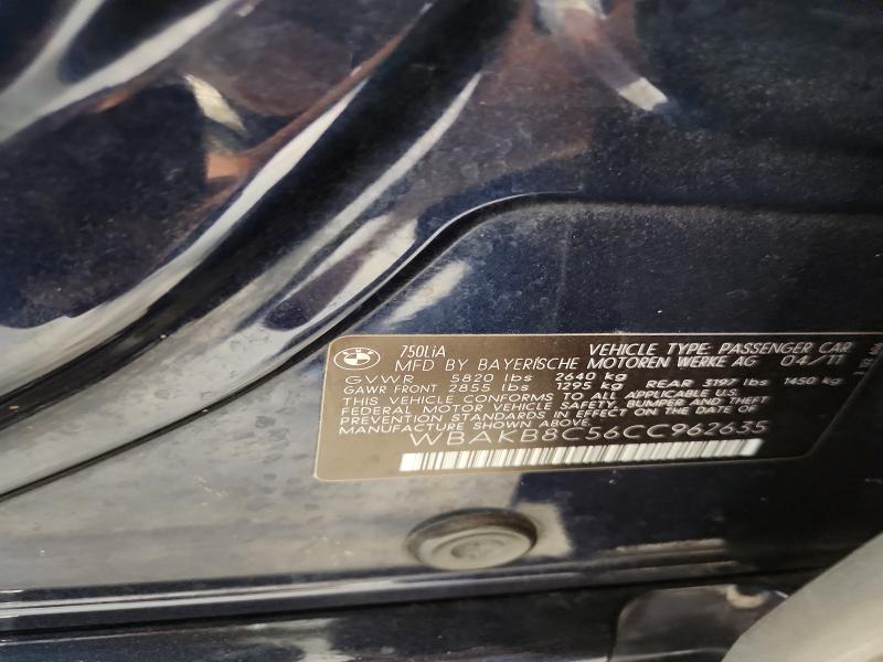 Продаж на аукціоні авто 2012 Bmw 750, vin: WBAKB8C56CC962635, номер лоту: 53450436