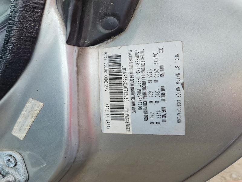 Aukcja sprzedaży 2003 Mazda Mx-5 Miata, vin: JM1NB353X30312965, numer aukcji: 52810986