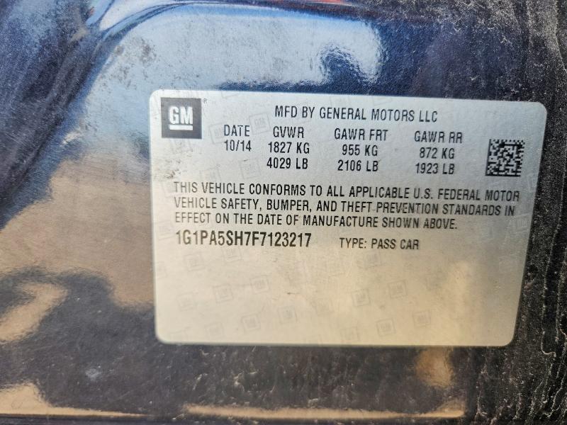 Продаж на аукціоні авто 2015 Chevrolet Cruze, vin: 1G1PA5SH7F7123217, номер лоту: 53033526