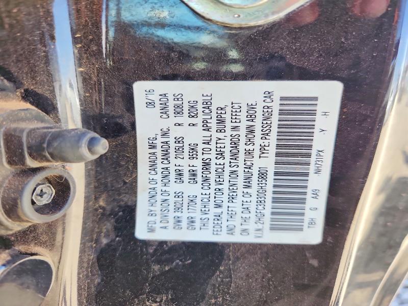 Продаж на аукціоні авто 2016 Honda Civic, vin: 2HGFC3B30GH358801, номер лоту: 53740526
