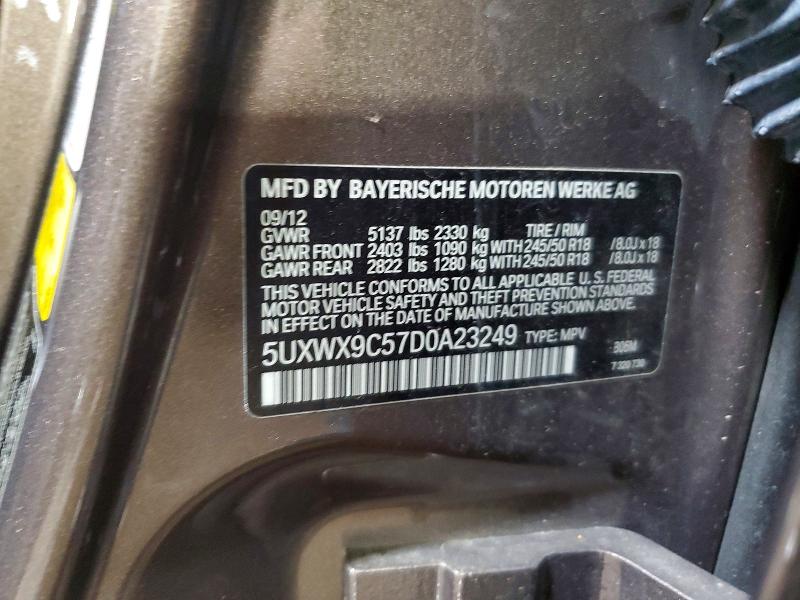 51801376 :رقم المزاد ، 5UXWX9C57D0A23249 vin ، 2013 Bmw X3 مزاد بيع